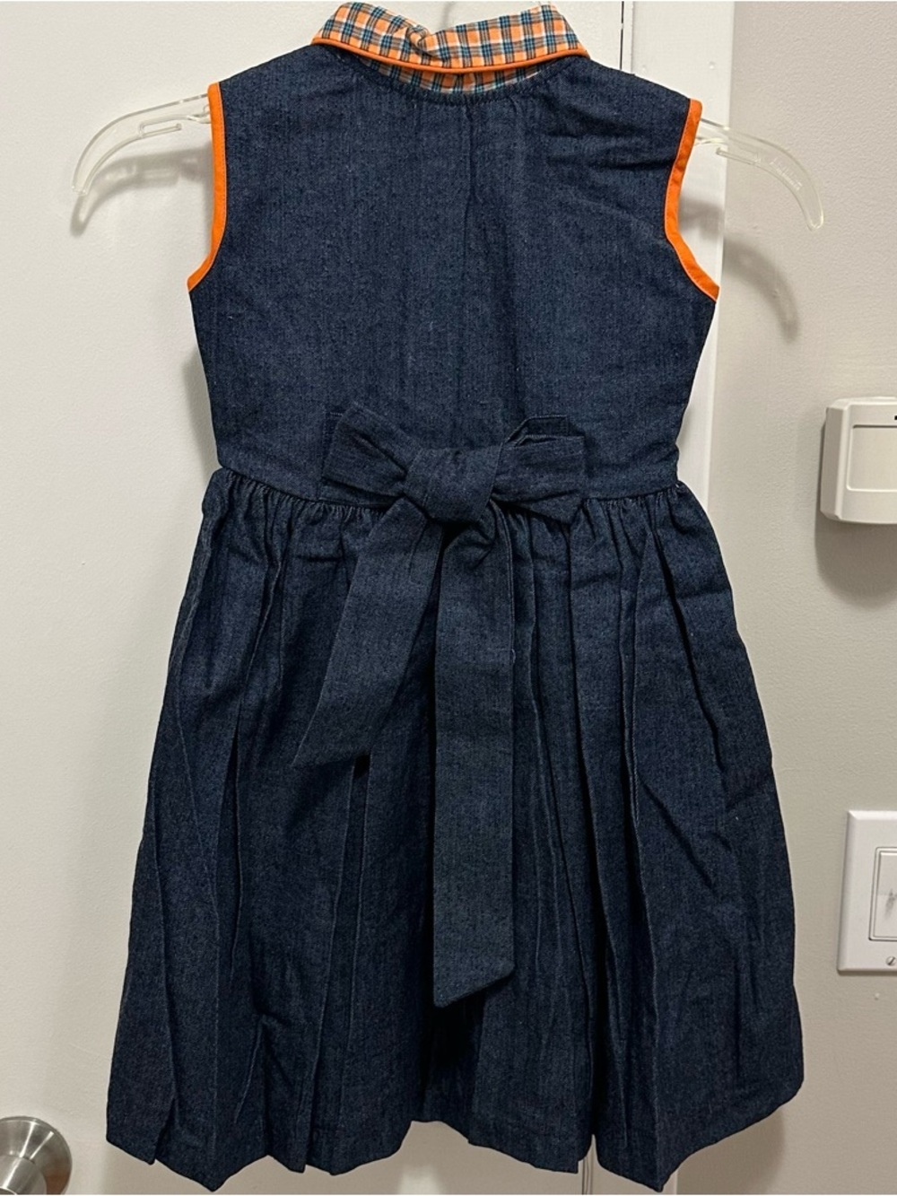 Vintage Narci Stell Sleeveless Patchwork Plaid Denim Dress Girls 4 orange blue - Picture 3 of 10